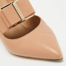 Pre Owned Salvatore Ferragamo Blush Pink Leather Zelda Mules Size 37