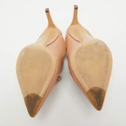 Pre Owned Salvatore Ferragamo Blush Pink Leather Zelda Mules Size 37