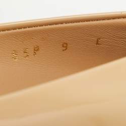 Pre Owned Salvatore Ferragamo Beige Patent Leather Vara Bow Pumps Size 39.5