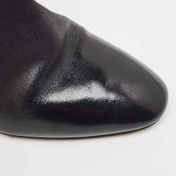 Pre Owned Salvatore Ferragamo Black Patent and Suede Ankle Boots Size 39.5