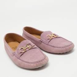 Pre Owned Salvatore Ferragamo Purple Suede Gancini Bit Loafers Size 40