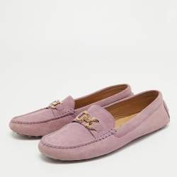 Pre Owned Salvatore Ferragamo Purple Suede Gancini Bit Loafers Size 40
