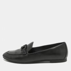 Pre Owned Salvatore Ferragamo Black Leather Rolo Gancini Loafers Size 39
