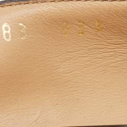 Pre Owned Salvatore Ferragamo Black Leather Vara Stitch Block Heel Pumps Size 39.5