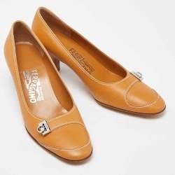 Pre Owned Salvatore Ferragamo Beige Leather Fresia Pumps Size 36