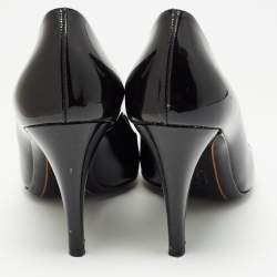Pre Owned Salvatore Ferragamo Black Patent Leather Round Toe Pumps Size 38.5