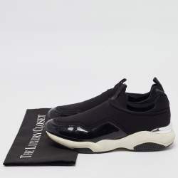 Pre Owned Salvatore Ferragamo Black Nylon Slip On Sneakers Size 38