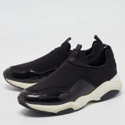 Pre Owned Salvatore Ferragamo Black Nylon Slip On Sneakers Size 38