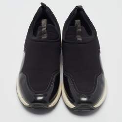 Pre Owned Salvatore Ferragamo Black Nylon Slip On Sneakers Size 38