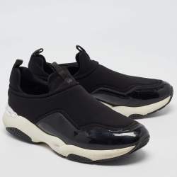 Pre Owned Salvatore Ferragamo Black Nylon Slip On Sneakers Size 38