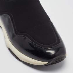 Pre Owned Salvatore Ferragamo Black Nylon Slip On Sneakers Size 38