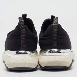 Pre Owned Salvatore Ferragamo Black Nylon Slip On Sneakers Size 38