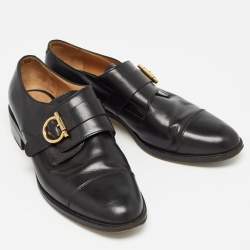 Pre Owned Salvatore Ferragamo Black Leather  Buckle Oxford Size 44
