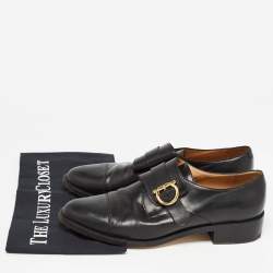 Pre Owned Salvatore Ferragamo Black Leather  Buckle Oxford Size 44