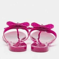Salvatore Ferragamo Pink Rubber Bali Thong Sandals Size 35.5