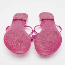 Salvatore Ferragamo Pink Rubber Bali Thong Sandals Size 35.5