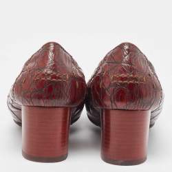 Salvatore Ferragamo Brown Crocodile Gancini Loafer Pumps Size 36.5