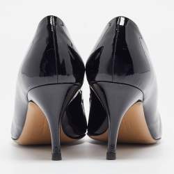 Pre Owned Salvatore Ferragamo Black Patent Leather Carla Pumps Size 40.5