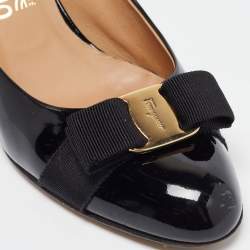 Pre Owned Salvatore Ferragamo Black Patent Leather Carla Pumps Size 40.5