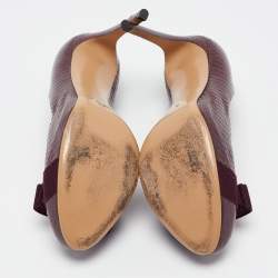 Salvatore Ferragamo Burgundy Python Vara Bow Pumps Size 38