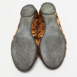 Salvatore Ferragamo Two Tone Leopard Print Calf Hair and Patent Sun Ballet Flats Size 38.5