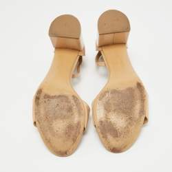 Pre Owned Salvatore Ferragamo Beige Patent Ankle Sandals Size 40