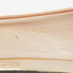 Pre Owned Salvatore Ferragamo Black/Peach Satin and Leather Bow D'Orsay Pumps Size 40