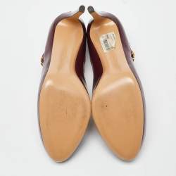 مملوكة مسبقًا Salvatore Ferragamo Burgundy Leather Platform Pumps Size 39