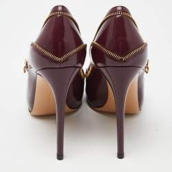 مملوكة مسبقًا Salvatore Ferragamo Burgundy Leather Platform Pumps Size 39