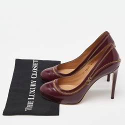 مملوكة مسبقًا Salvatore Ferragamo Burgundy Leather Platform Pumps Size 39