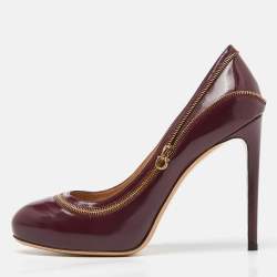 مملوكة مسبقًا Salvatore Ferragamo Burgundy Leather Platform Pumps Size 39