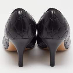 مملوكة مسبقًا Salvatore Ferragamo Black Quilted Leather Bow Pumps Size 36.5