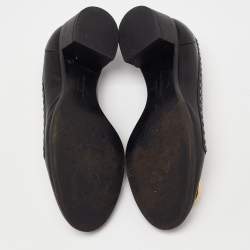 Pre Owned Salvatore Ferragamo Black Leather Fele Gancio Detail Loafer Pumps Size 38