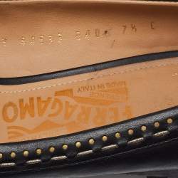 Pre Owned Salvatore Ferragamo Black Leather Fele Gancio Detail Loafer Pumps Size 38