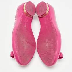 Pre Owned Salvatore Ferragamo Pink Rubber Vara Ballet Flats Size 39.5