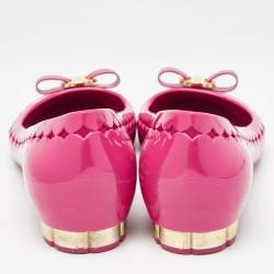 Pre Owned Salvatore Ferragamo Pink Rubber Vara Ballet Flats Size 39.5