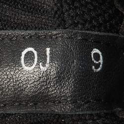 Pre Owned Salvatore Ferragamo Black Leather and Knit Fabric Cosma Sock Sneakers Size 39.5