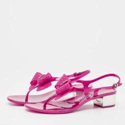 Salvatore Ferragamo Purple Rubber Perala Thong Sandals Size 36.5
