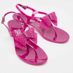 Salvatore Ferragamo Purple Rubber Perala Thong Sandals Size 36.5