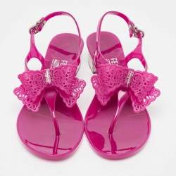 Salvatore Ferragamo Purple Rubber Perala Thong Sandals Size 36.5