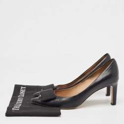 Salvatore Ferragamo Black Leather Bow Pumps Size 39.5
