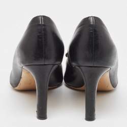 Salvatore Ferragamo Black Leather Bow Pumps Size 39.5