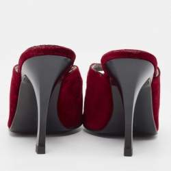 Pre Owned Salvatore Ferragamo Red Velvet Anamur Mules Size 38.5