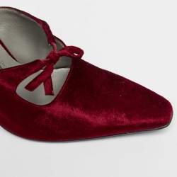 Pre Owned Salvatore Ferragamo Red Velvet Anamur Mules Size 38.5