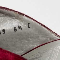 Pre Owned Salvatore Ferragamo Red Velvet Anamur Mules Size 38.5
