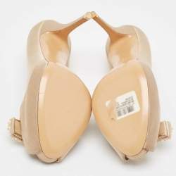 Pre Owned Salvatore Ferragamo Gold Satin Selaby Peep Toe Pumps Size 37