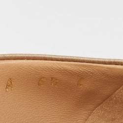 Pre Owned Salvatore Ferragamo Gold Satin Selaby Peep Toe Pumps Size 37