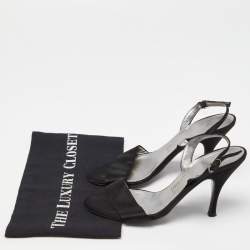 Pre Owned Salvatore Ferragamo Black  Satin Ankle Strap Sandals Size 38.5