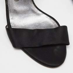 Pre Owned Salvatore Ferragamo Black  Satin Ankle Strap Sandals Size 38.5