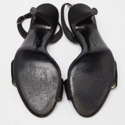 Pre Owned Salvatore Ferragamo Black  Satin Ankle Strap Sandals Size 38.5